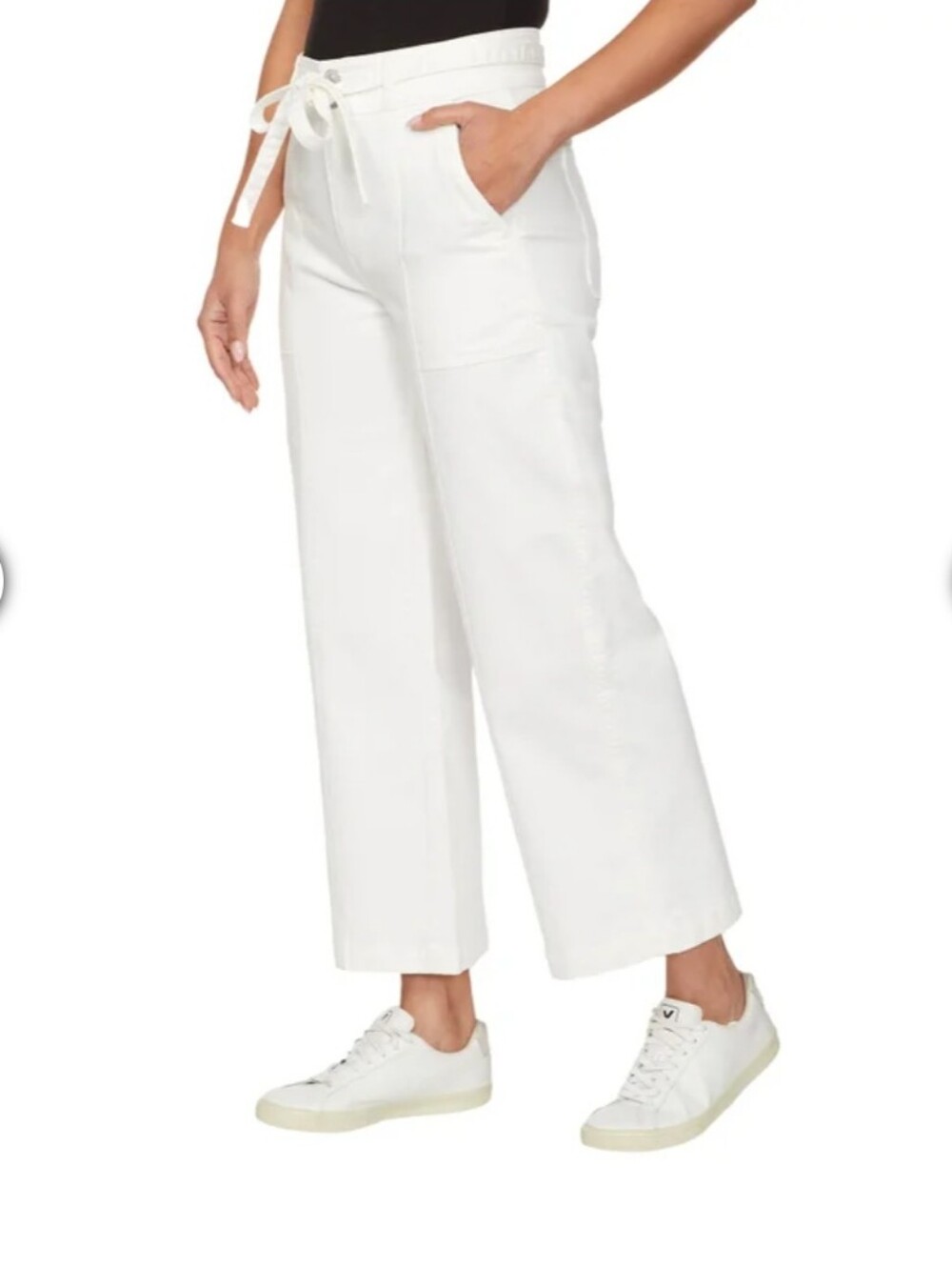 Hudson White Wide Leg Jeans Size 4 Ankle Length Waist Tie High Waist